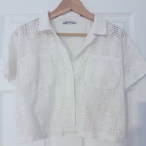 Zara eyelet cropped tee size S